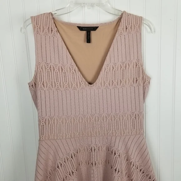 BCBGMaxAzria Amberly Dress A Line Mini Office Siren Stretch Pink Size Small - Picture 4 of 11